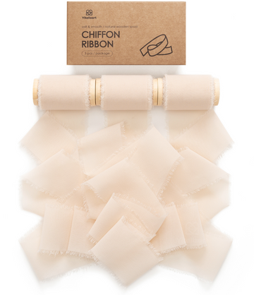 Chiffon Ribbon with Wooden Spool 2" x 15 Yd (Light Nude)