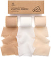 Fringe Chiffon Silk Ribbon 1 1/2 Inch x 21Yd (Camel & Nude)