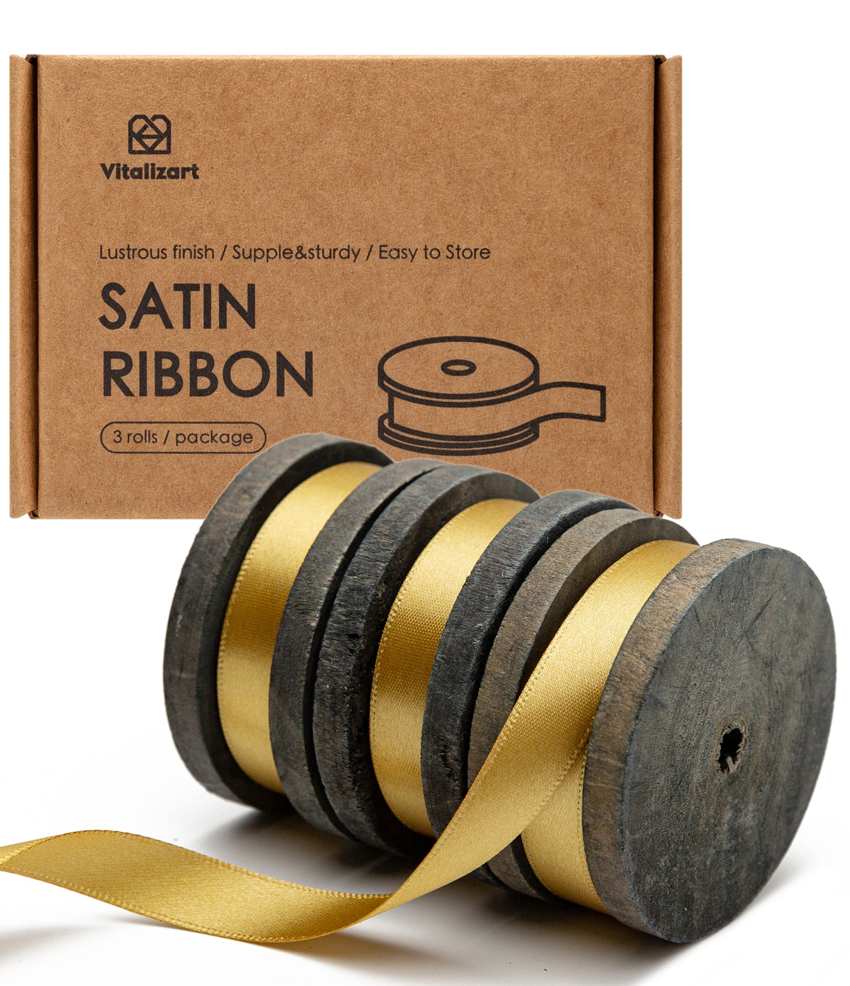 Double Faced Satin Ribbon 3/8" x 21 Yd (Gold)