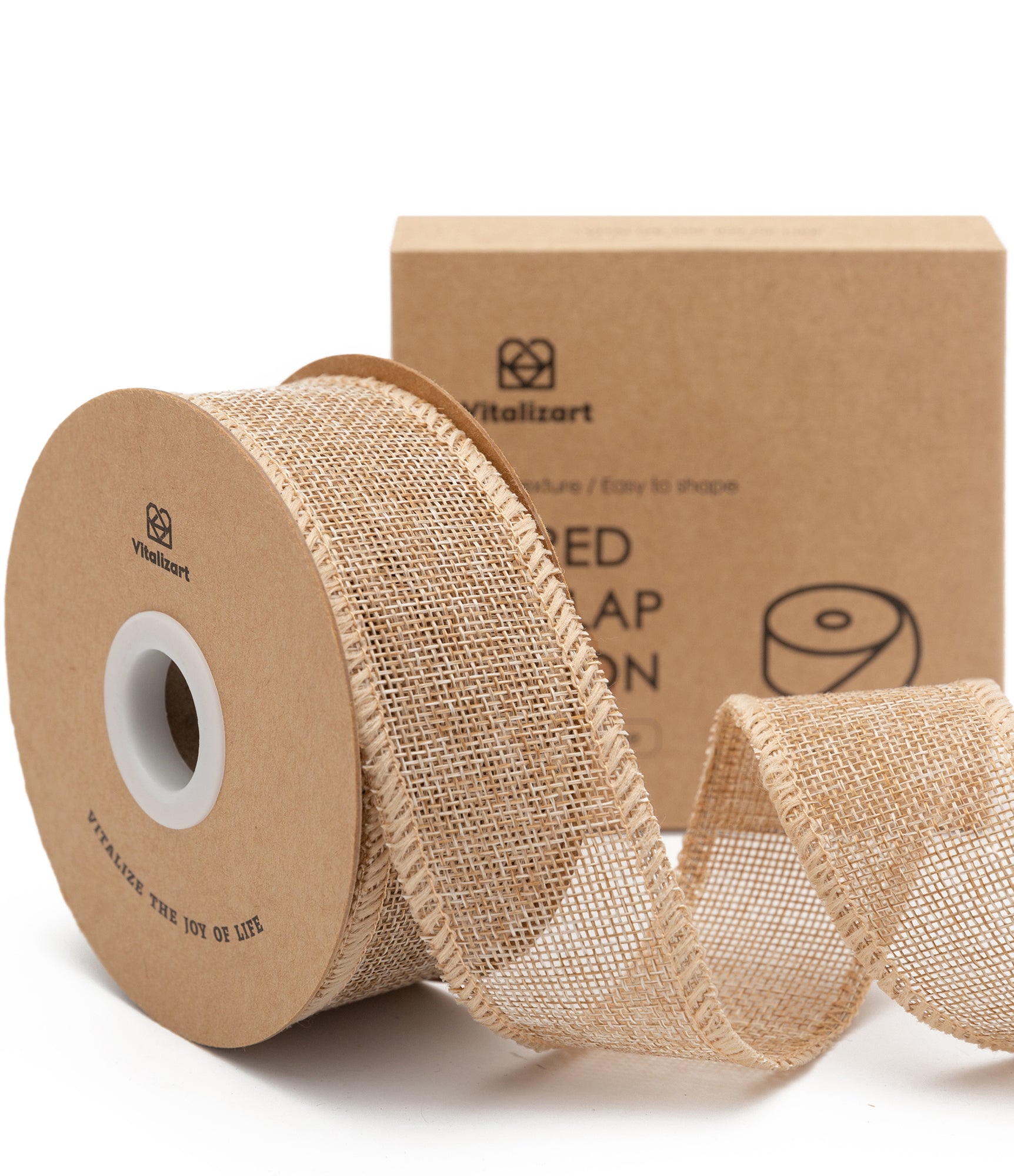 Burlap Ribbon Wired 1.5" x 10 Yd (Beige)