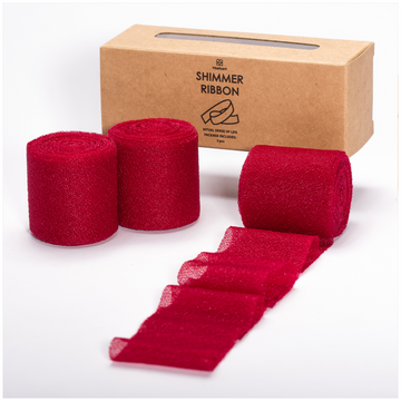 Tulle Fabric Shimmer Ribbon 1.5" x 15 Yd (Red)