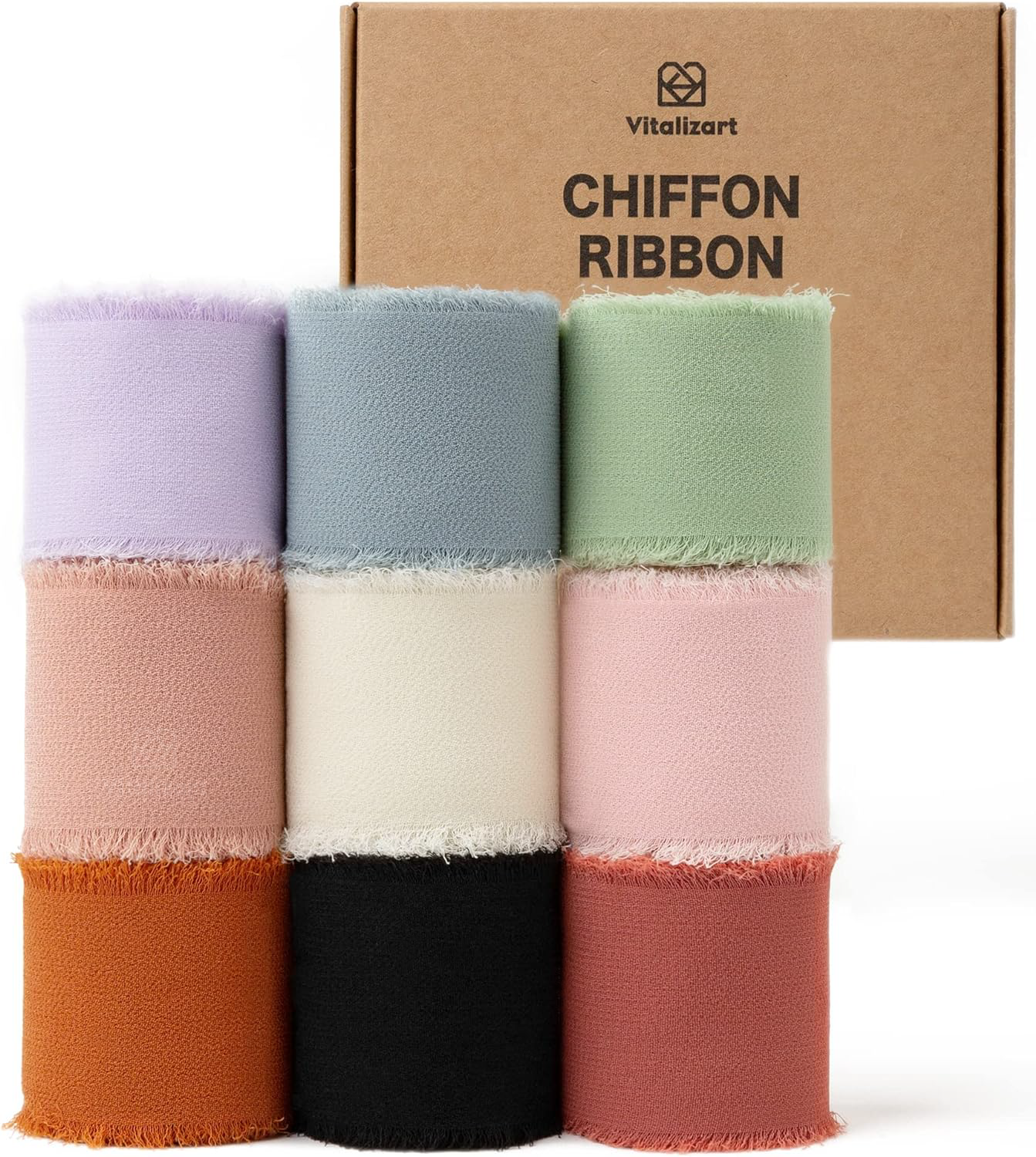 Fringe Chiffon Silk Ribbon 1.5" x 45 Yard (Mixed Color)