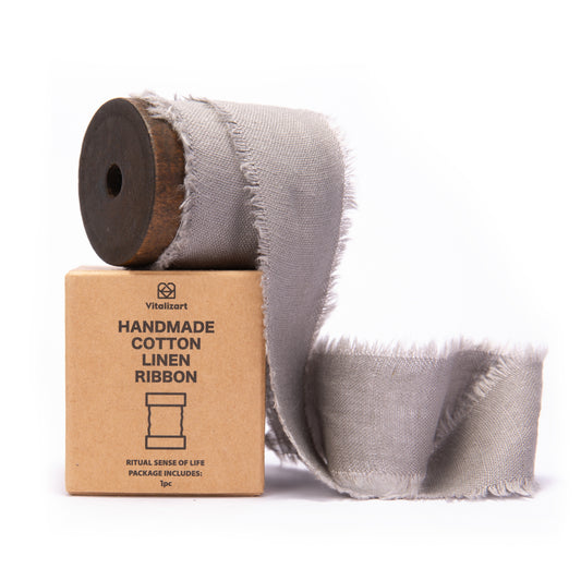 Cotton Linen Ribbon 1.5" x 5Yd (Gray)