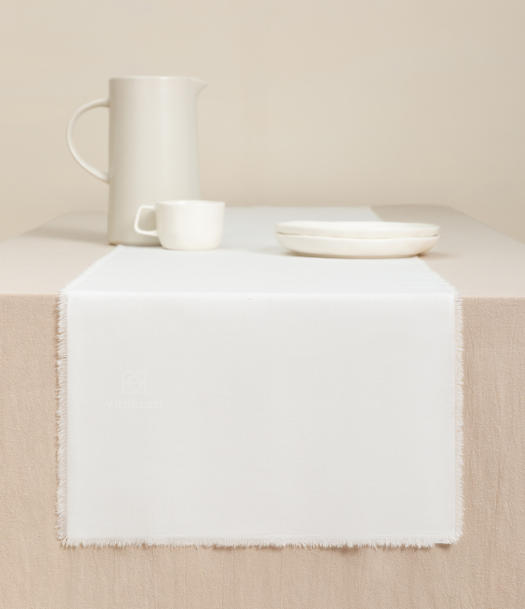 Cotton Linen Table Runner 14 x 72 Inches (Pure White)