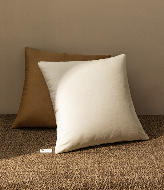 Velvet Throw Pillow Covers 18" x 18" Set (Light Nude & Khaki)