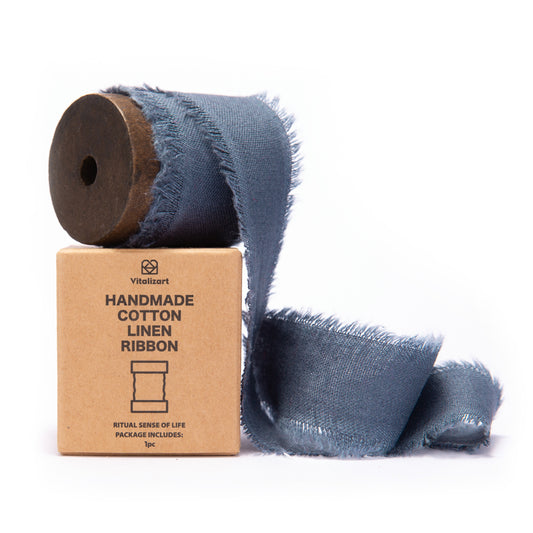 Cotton Linen Ribbon 1.5" x 5Yd (Denim Blue)