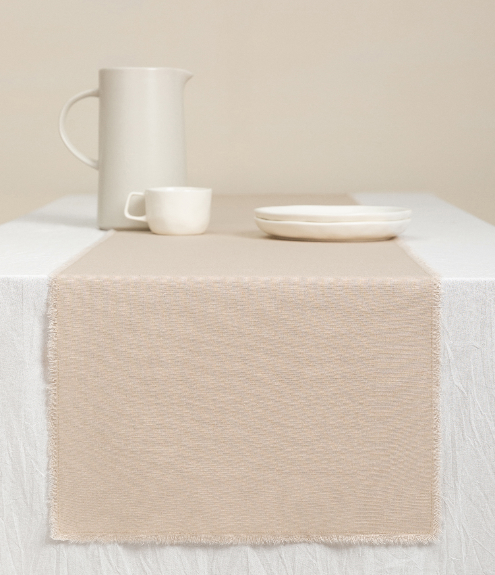 Cotton Linen Table Runner 14 x 72 Inches (Tan)