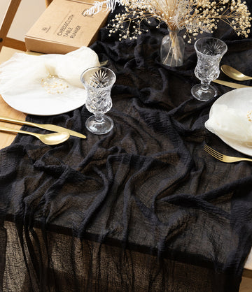 Cheesecloth Table Runner 35 x 120 Inches (Black)