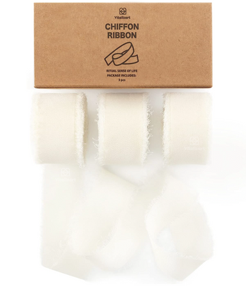 Chiffon Silk Ribbon 1" x 21 Yd (Cream White)