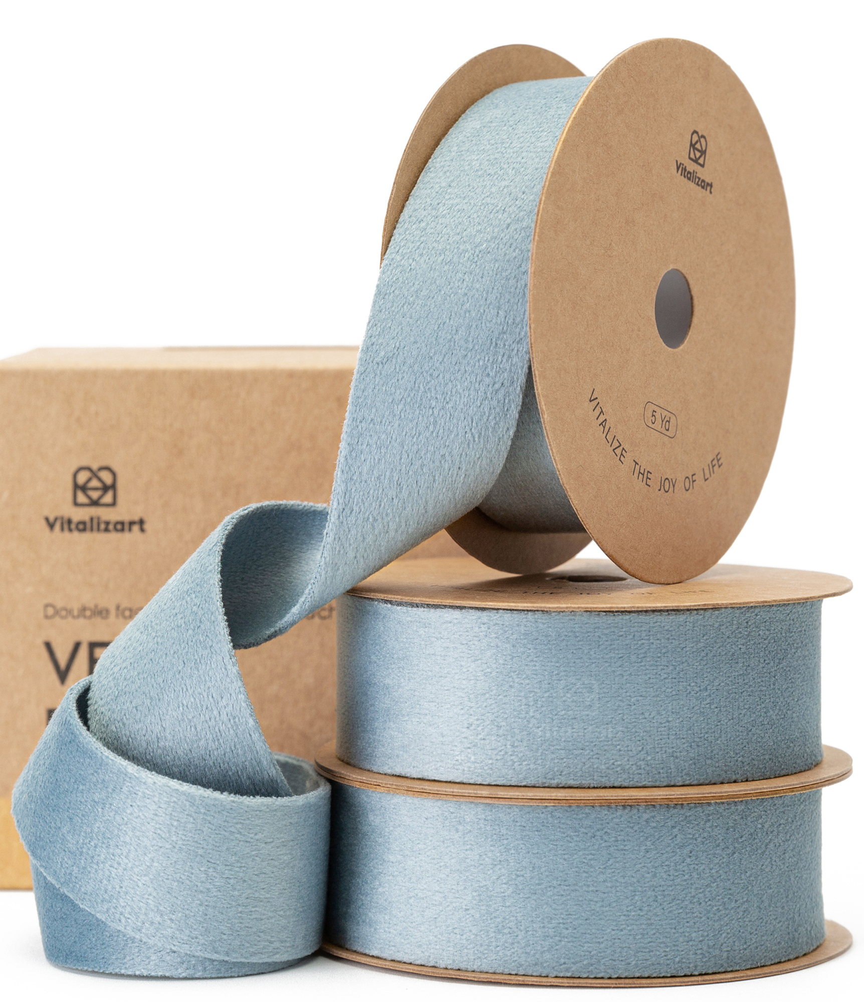 Double Faced Velvet Ribbon Set 1" x 15 Yd (Dusty Blue)