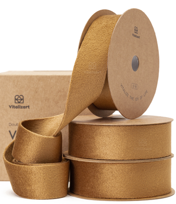 Double Faced Velvet Ribbon Set 1" x 15 Yd (Khaki)