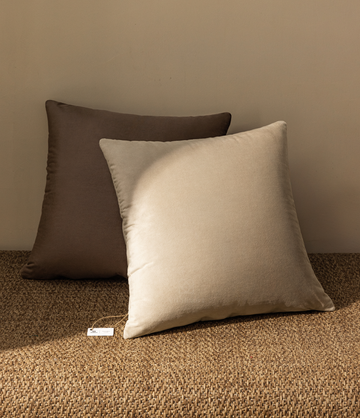 Velvet Throw Pillow Covers 18" x 18" Set (Brown & Nude)