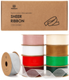 Organza Sheer Ribbons Set 1" x 150 Yd (Mixed Christmas Color)