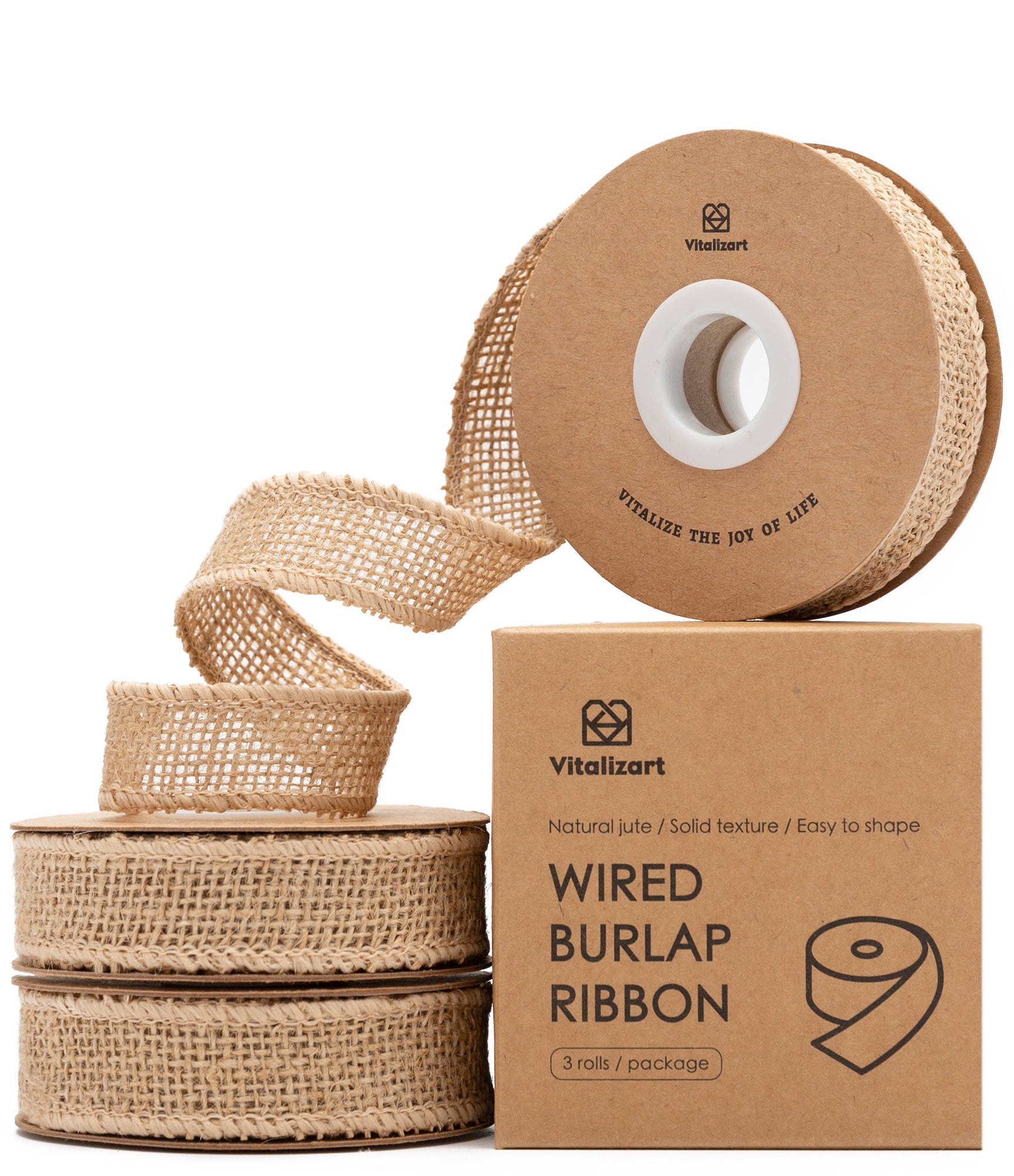 Burlap Ribbon Wired 1" x 12 Yd (Beige)