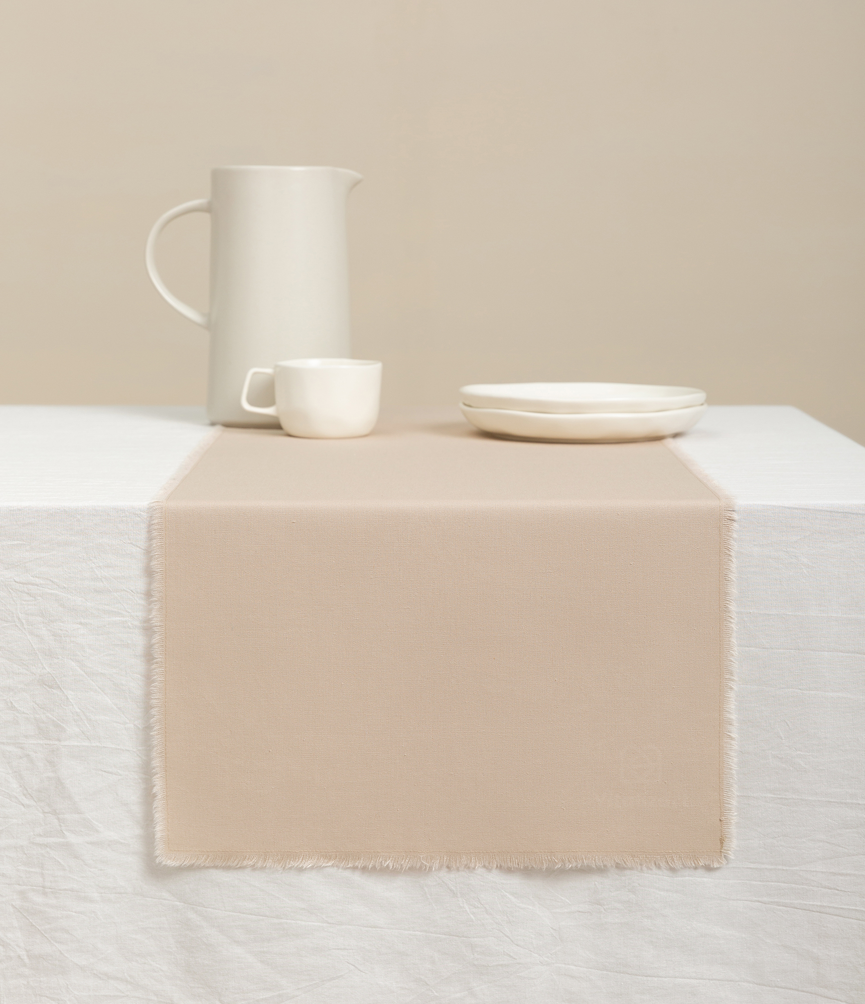 Cotton Linen Table Runner 14 x 36 Inches (Nude Tan)