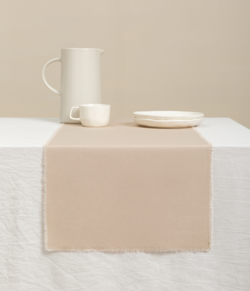 Cotton Linen Table Runner 14 x 36 Inches (Nude Tan)