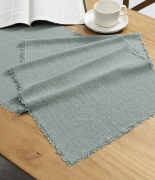 Cotton Linen Table Runner 14 x 90 Inches (Sage Green)