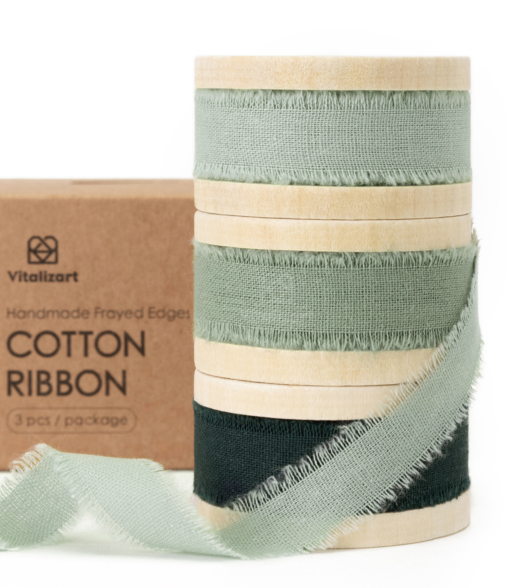 Cotton Ribbon Handmade Fringe 5/8" x 21 Yd (Green)