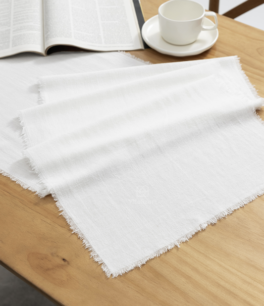 Cotton Linen Table Runner 14 x 90 Inches (White)