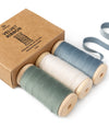 Velvet Ribbon With Wooden Spool 3/8" x 15 Yd (Dusty Blue Ivory & Dusty Green)