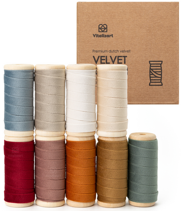 Velvet Ribbon With Wooden Spool 3/8" x 45 Yd (Mixed Color)