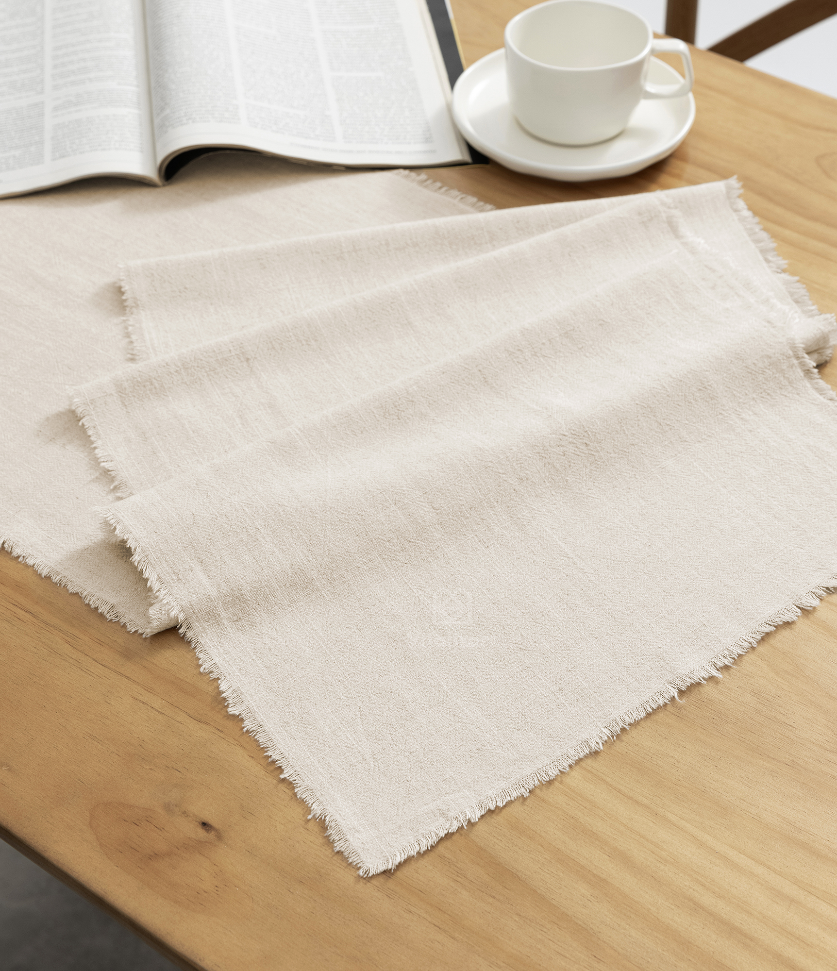 Cotton Linen Table Runner 14 x 120 Inches (Beige)