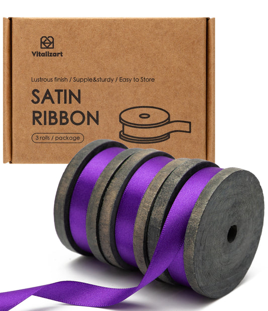 Double Faced Satin Ribbon 3/8" x 21 Yd (Purple)