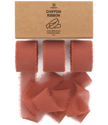 Chiffon Silk Ribbon 1" x 21 Yd (Rust Red)