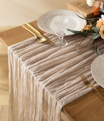 Cheesecloth Table Runner Gauze Boho Rustic 35 x 120 Inches (Beige Nude)