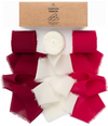 Fringe Chiffon Silk Ribbon 1 1/2 Inch x 21Yd (Burgundy & White)