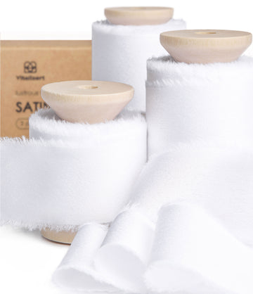 Silk Satin Ribbon With Wooden Spool 1" x 15 Yd (Off White)