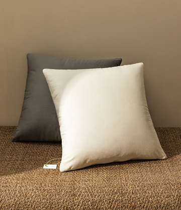 Velvet Throw Pillow Covers 18" x 18" Set (Cream White & Grey)