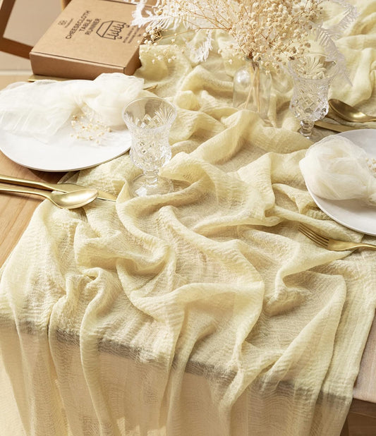 Cheesecloth Table Runner 35 x 120 Inches (Sand)