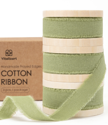 Cotton Ribbon Handmade Fringe 5/8" x 21 Yd (Sage Green)