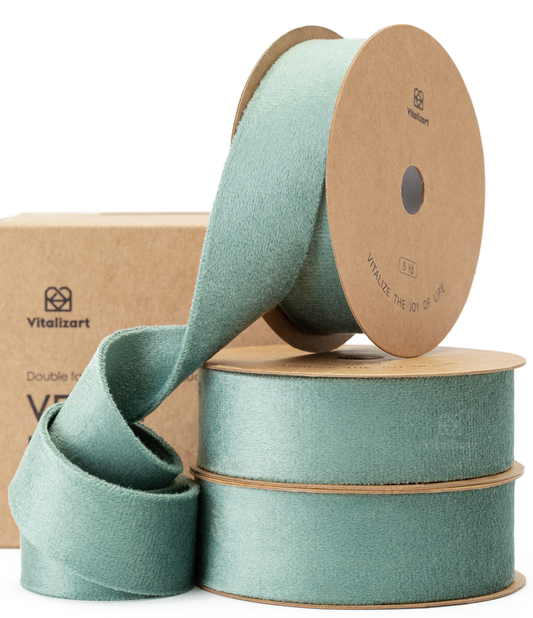 Double Faced Velvet Ribbon Set 1" x 15 Yd (Dusty Green)