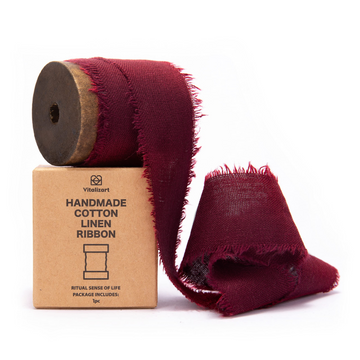 Cotton Linen Ribbon 1.5" x 5Yd (Burgundy)