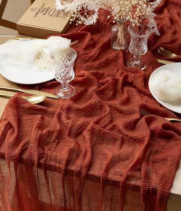 Cheesecloth Table Runner 35 x 120 Inches (Terracotta)