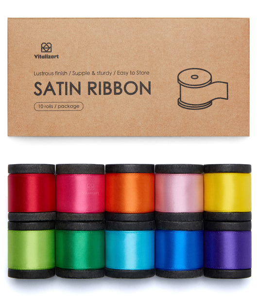 Double Faced Silk Like Satin Ribbon 1" x 30Yd (Rainbow Set)