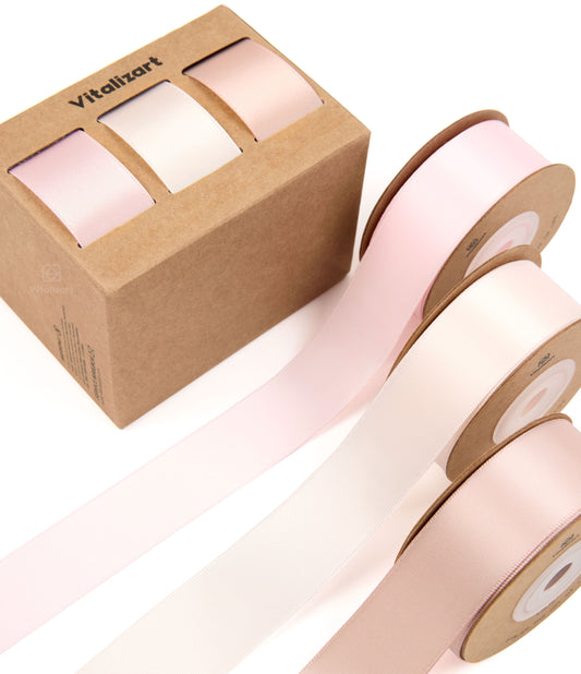 Double Face Functional Satin Ribbon 1" x 30Yd (Pink White Nude)