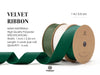 Double Faced Velvet Ribbon Set 1" x 15 Yd (Dark Green & White)