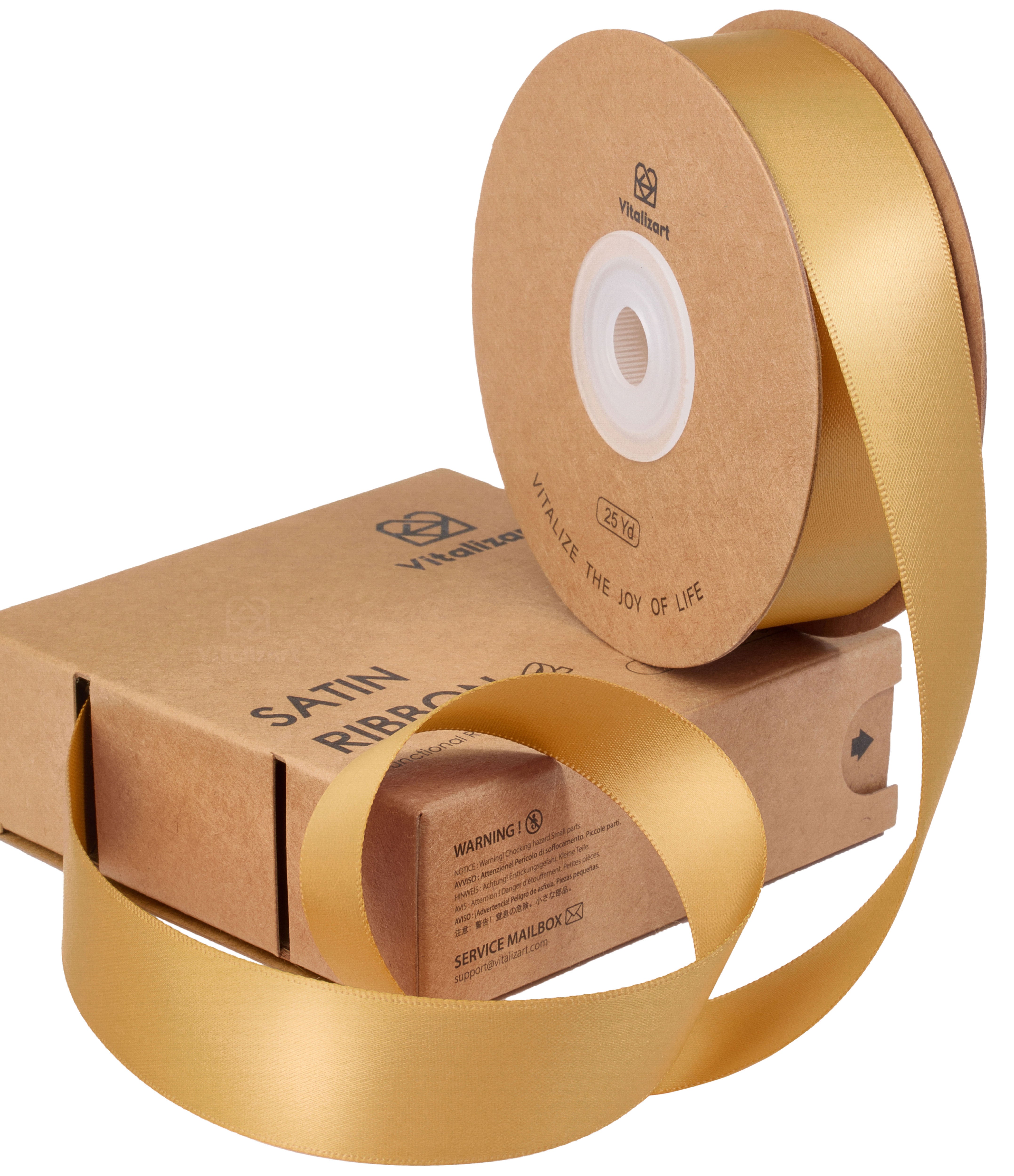 Double Face Functional Satin Ribbon 1" x 25Yd (Gold)