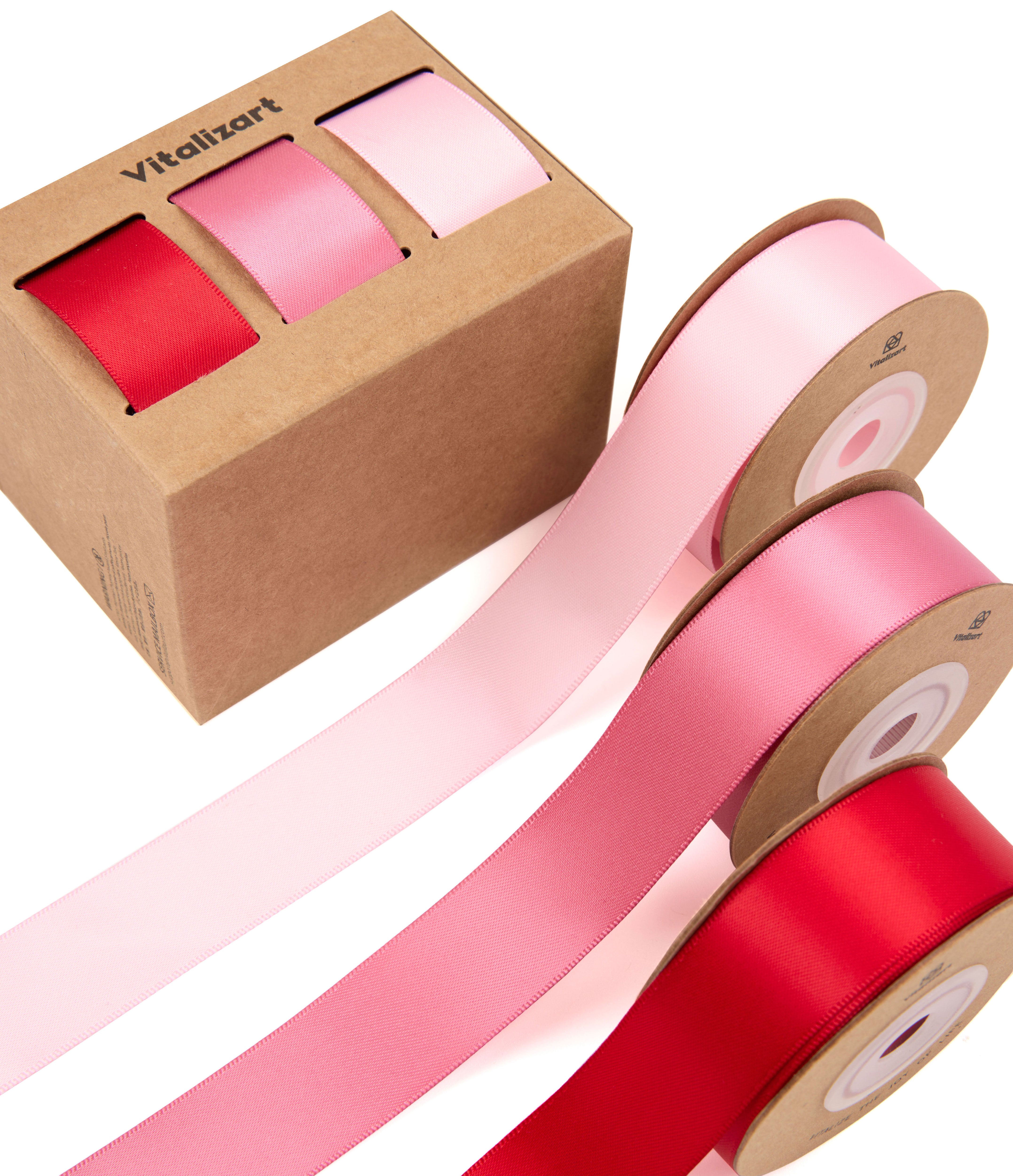 Double Face Functional Satin Ribbon 1" x 30Yd (Red & Pink)