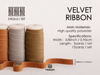 Velvet Ribbon With Wooden Spool 3/8" x 15 Yd (Khaki Terracotta & Nude)