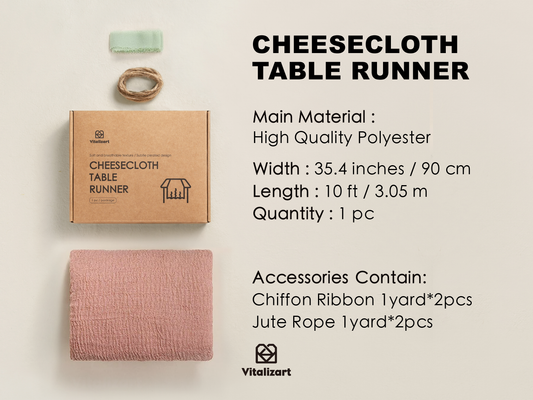 Cheesecloth Table Runner 35 x 120 Inches (Dusty Rose)