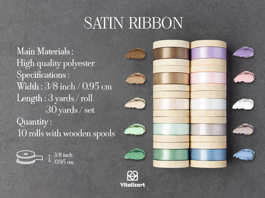 Double Faced Satin Ribbon 3/8" x 30 Yd (Light Colors)