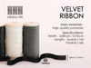 Velvet Ribbon With Wooden Spool 3/8" x 15 Yd (Black Gray & White)