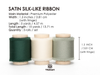 Silk Satin Ribbon with Wooden Spool 1.5” x 15 Yd (Green & Cream)