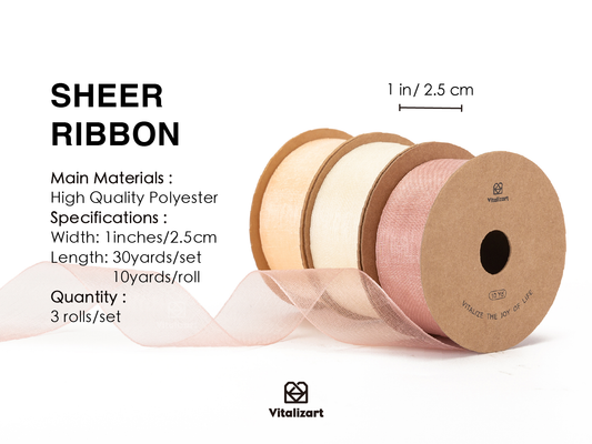 Organza Sheer Ribbon 1“ x 30 Yd  (Rose Gold & Cream)