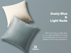 Velvet Throw Pillow Covers 18" x 18" Set (Dusty Blue & Nude)