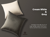 Velvet Throw Pillow Covers 18" x 18" Set (Cream White & Grey)